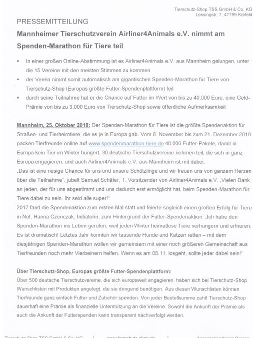 Pressemitteilung zum Spendenmarathon 2018